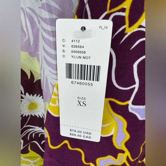 Anthropologie Maeve Purple and Yellow Floral Flutter Sleeve Cinched Top - Picture 9 of 9